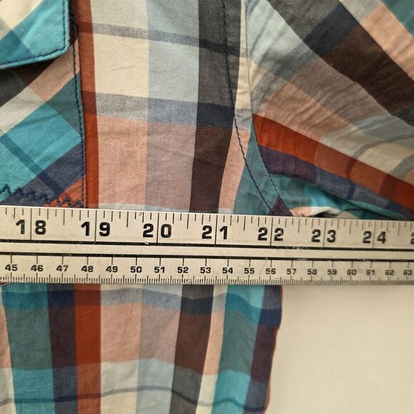 CODY JAMES Western Shirt Men XLarge Multicolor Plaid Short Sleeve Slim Fit - Picture 9 of 11